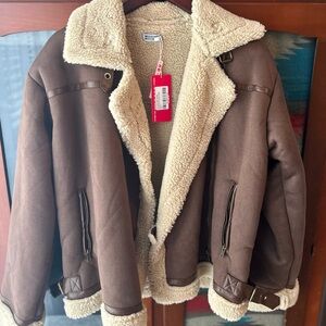 Aviator Brown Sherpa Jacket